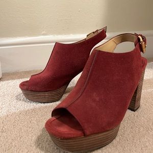 Michael Kors suede platform mule sling backs